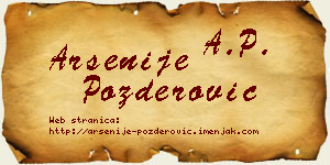 Arsenije Pozderović vizit kartica
